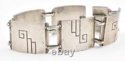 Antiq Sterling Silver Mid Century NOS E BYRNE LIVINGSTON Engraved Link Bracelet