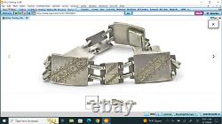 Antiq. Sterling Silver Mid Century NOS E BYRNE LIVINGSTON Engraved Link Bracelet