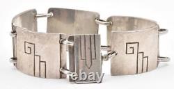 Antiq Sterling Silver Mid Century NOS E BYRNE LIVINGSTON Engraved Link Bracelet