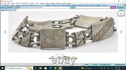 Antiq. Sterling Silver Mid Century NOS E BYRNE LIVINGSTON Engraved Link Bracelet
