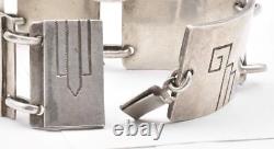 Antiq Sterling Silver Mid Century NOS E BYRNE LIVINGSTON Engraved Link Bracelet