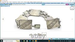 Antiq. Sterling Silver Mid Century NOS E BYRNE LIVINGSTON Engraved Link Bracelet