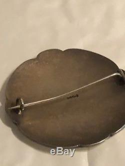 Antique David Andersen Sterling Enamel Pin Back Brooch Norway