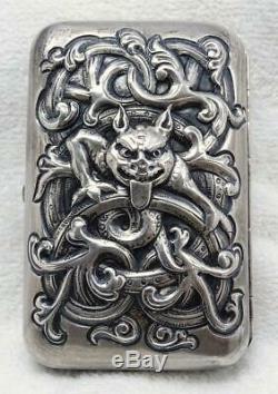 Antique Dragestil Henrik Moller Trondhjem Norway 830 Silver Gargoyle Box Case