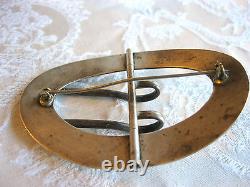 Antique Edwardian Victorian Sash Belt Buckle Pin Brooch Heavy Sterling Silver