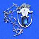 Antique Georg Jensen 830 Sterling Silver Black Blue Moonstone Pendant Necklace