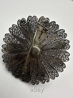 Antique Handmade Gilt Silver 830s Scandinavian Filigree Flower Brooch Lot of 4