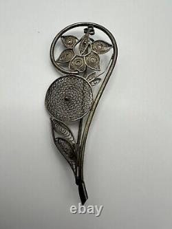 Antique Handmade Gilt Silver 830s Scandinavian Filigree Flower Brooch Lot of 4