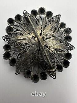 Antique Handmade Gilt Silver 830s Scandinavian Filigree Flower Brooch Lot of 4