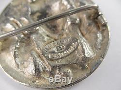 Antique Henrik Moller Trondheim 830 Silver Dragestil Repousse Brooch Pin NORWAY