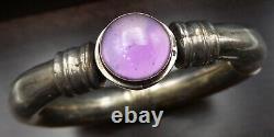 Antique Indian Sterling Silver & Amethyst Tribal Style Signed Designer Bracelet