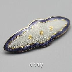 Antique Norsk Filigransfabrikk Guilloche Brooch 930 Silver Gold Clover Shamrock