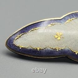 Antique Norsk Filigransfabrikk Guilloche Brooch 930 Silver Gold Clover Shamrock