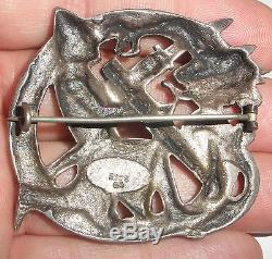 Antique Norwegian Aksel Holmsen Silver 830S dragon dragestil brooch Norway