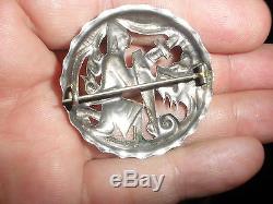 Antique Norwegian Magnus Aase Silver 830S dragon dragestil brooch Norway