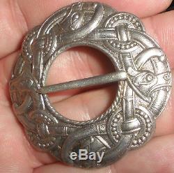 Antique Norwegian Silver 830S dragon dragestil celtic brooch Norway