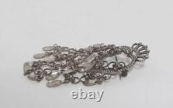 Antique Norwegian Sterling Silver Solje Dangle Pin Brooch Heart Crown 3 Signed