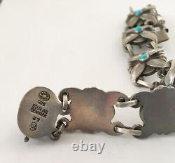 Antique Sterling Georg Jensen Bracelet With Turquoise #37