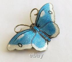 Antique Sterling Signed Hroar Prydz Multi Colored Enamel Butterfly Pin