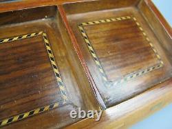 Antique VTG Inlaid Wood Marquetry Jewellery Card Cigarette Box. 8 x 4.5 x 1.5