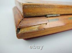 Antique VTG Inlaid Wood Marquetry Jewellery Card Cigarette Box. 8 x 4.5 x 1.5