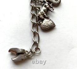 Antique/VTG Norwegian Charm Bracelet 15 culture/ lifestyle sterling Charms B104