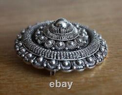 Antique Vintage Scandinavian 830's Silver Brooch Pin Round Women's Jewelry 37.6g
