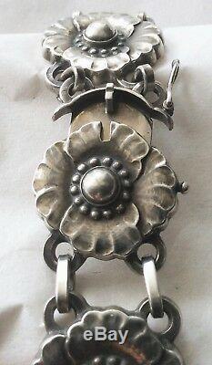 Antique Vtg George Jensen Sterling Silver #36 Bracelet Denmark Floral 1930's Exc