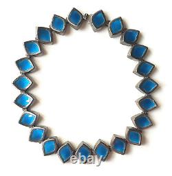 Atelier Borgila Stockholm Sterling Silver Blue Enamel Modernist Choker Necklace