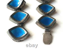 Atelier Borgila Stockholm Sterling Silver Blue Enamel Modernist Choker Necklace