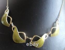 Attractive Norwegian Sterling Silver & Green Enamel Necklace Ivar Holt Norway