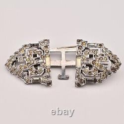 BOUCHER Antique Original Vintage Designer Deco Double Dress Clip Duette Brooch