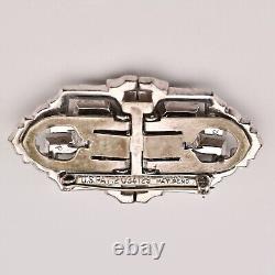 BOUCHER Antique Original Vintage Designer Deco Double Dress Clip Duette Brooch