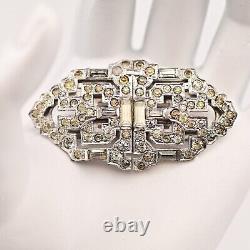 BOUCHER Antique Original Vintage Designer Deco Double Dress Clip Duette Brooch