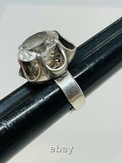 Beicher Heilesen BeH Denmark Vintage Sterling Silver Rock Crystal Modernist Ring