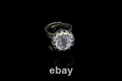 Bengt Hallberg, Sweden year 1972 Modernist Solid Silver Rock Crystal Ring