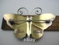 Big David Andersen Norway Vintage Sterling Silver Enamel Butterfly Pin / Brooch