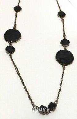 Black Enamel Long Bead Necklace Gothic PILGRIM Vintage DANISH Jewellery DENMARK