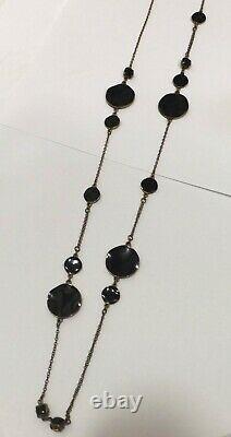 Black Enamel Long Bead Necklace Gothic PILGRIM Vintage DANISH Jewellery DENMARK