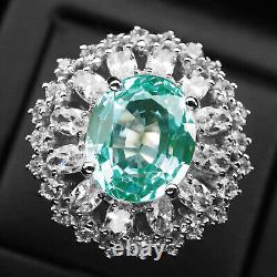 CHRISTMAS GIFT Green Paraiba Tourmaline 12Ct 925 Sterling Silver Handmade Rings