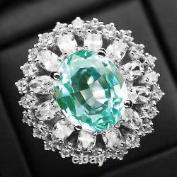 CHRISTMAS GIFT Green Paraiba Tourmaline 12Ct 925 Sterling Silver Handmade Rings