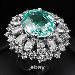 CHRISTMAS GIFT Green Paraiba Tourmaline 12Ct 925 Sterling Silver Handmade Rings