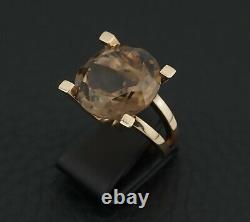 C. F Heise 14K Gold Ring with Smoky Quartz Made in Denmark 1969 A1267