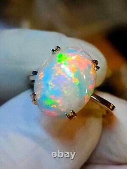 Certified 14k Solid Yellow Gold Natural Ethiopian Opal Gold Ring Solitaire Ring