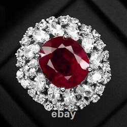 Classically Blood Red Ruby 13.70Ct 925 Sterling Silver Handmade Rings Size 7.75