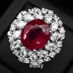 Classically Blood Red Ruby 13.70Ct 925 Sterling Silver Handmade Rings Size 7.75