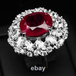 Classically Blood Red Ruby 13.70Ct 925 Sterling Silver Handmade Rings Size 7.75