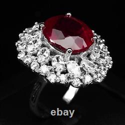 Classically Blood Red Ruby 13.70Ct 925 Sterling Silver Handmade Rings Size 7.75