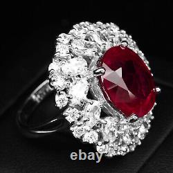 Classically Blood Red Ruby 13.70Ct 925 Sterling Silver Handmade Rings Size 7.75