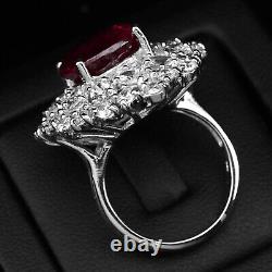 Classically Blood Red Ruby 13.70Ct 925 Sterling Silver Handmade Rings Size 7.75